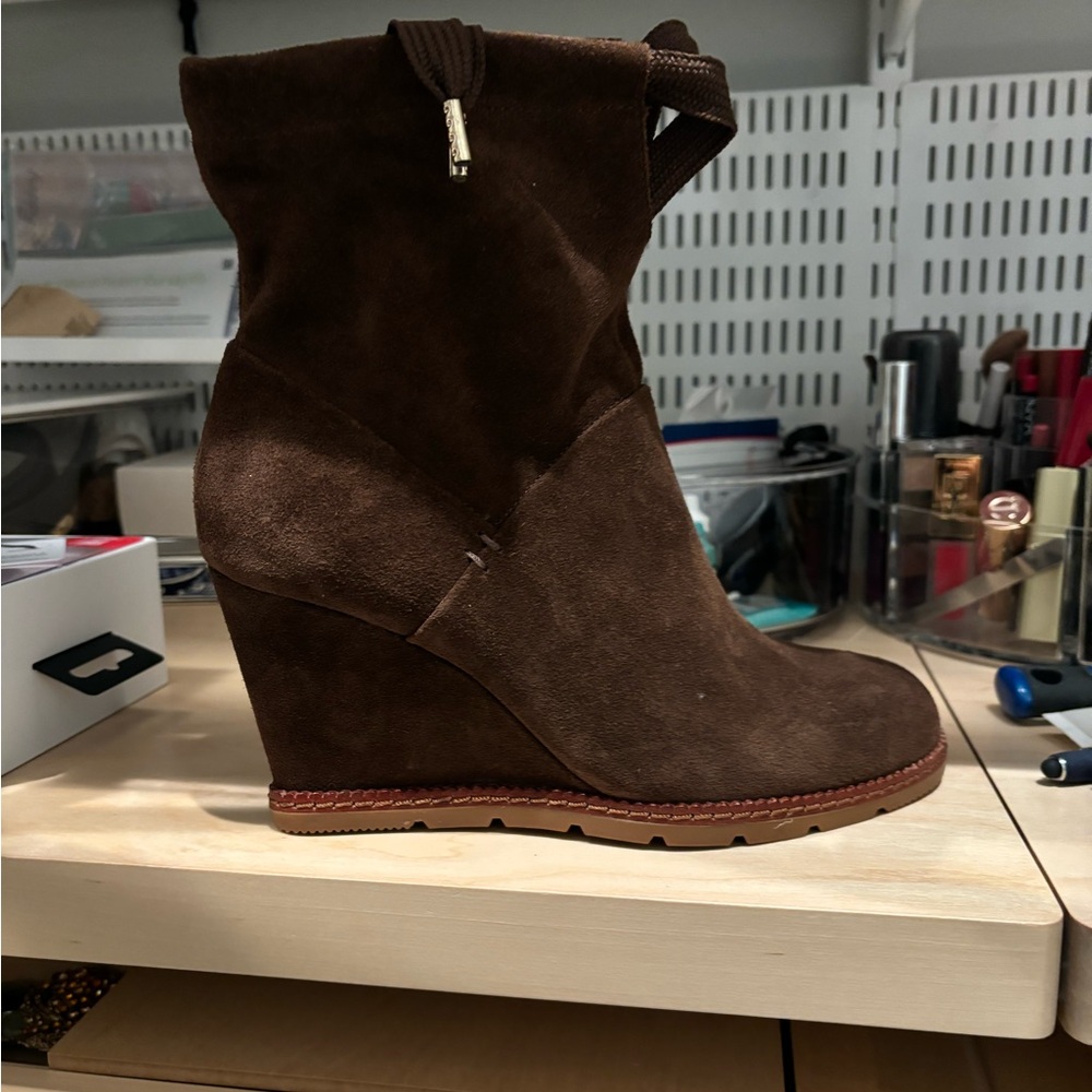 kate spade Brown Suede Wedge Ankle Boots